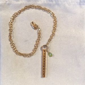 Peridot gold bar intention necklace